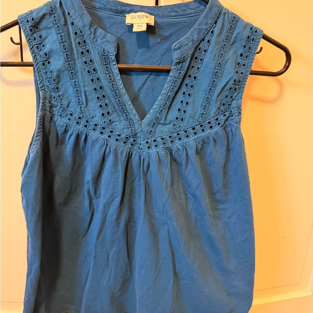 J. Crew Women's Bright Blue Sleeveless Blouse